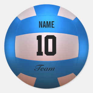 Blue Volleyball Classic Round Sticker