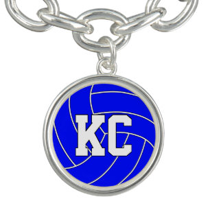 Blue Volleyball Custom Player Number or Initials Bracelet