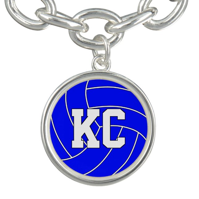 Blue Volleyball Custom Player Number or Initials Bracelet (Design)