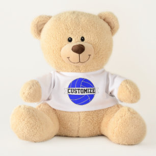 Blue Volleyball Custom Team, Player & Number Sport Teddy Bear