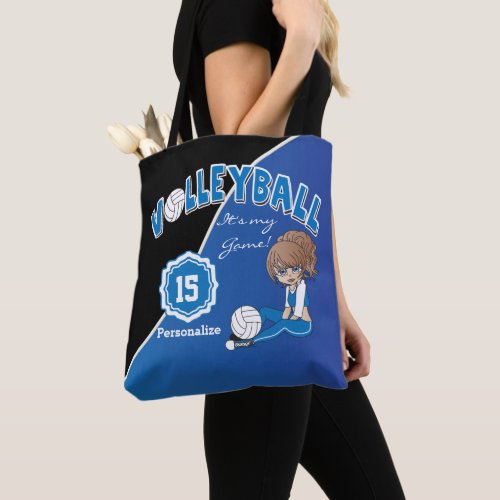 Blue Volleyball Diva Girl Tote Bag