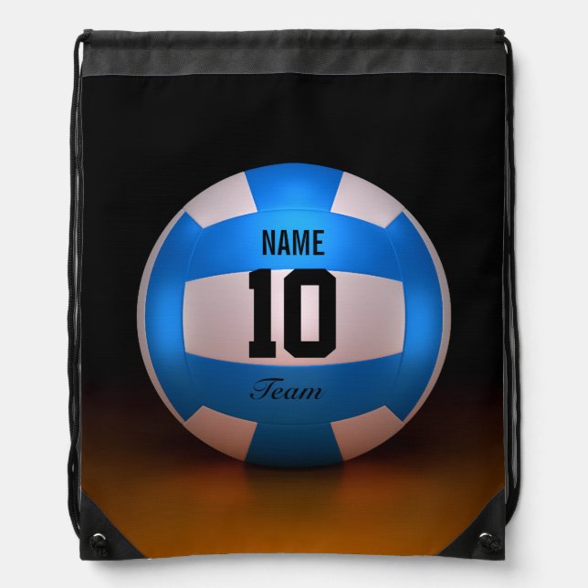 Blue Volleyball Drawstring Bag (Front)