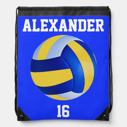 Blue Volleyball Drawstring Bag
