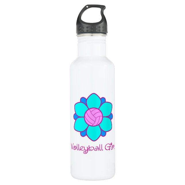 Blue Volleyball Girl Water Bottle (Front)