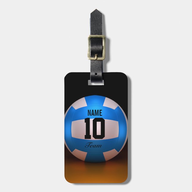 Blue Volleyball Luggage Tag (Front Vertical)