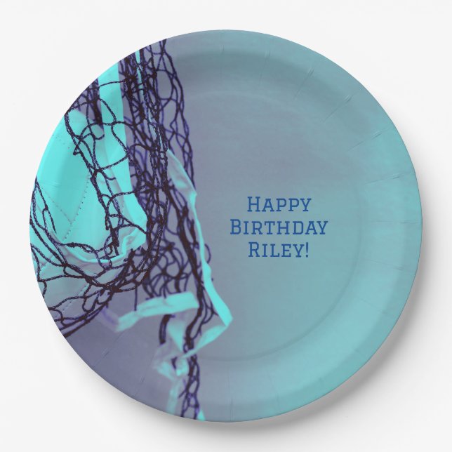  Blue Volleyball Paper Plates (Front)