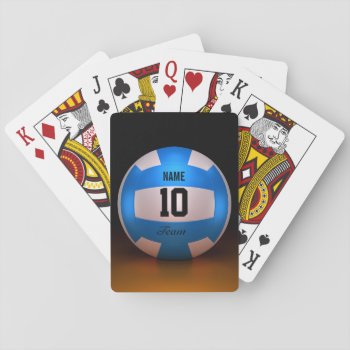 Blue Volleyball Playing Cards by RicardoArtes at Zazzle