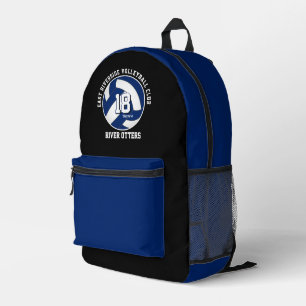 blue volleyball team colors sports team name printed backpack