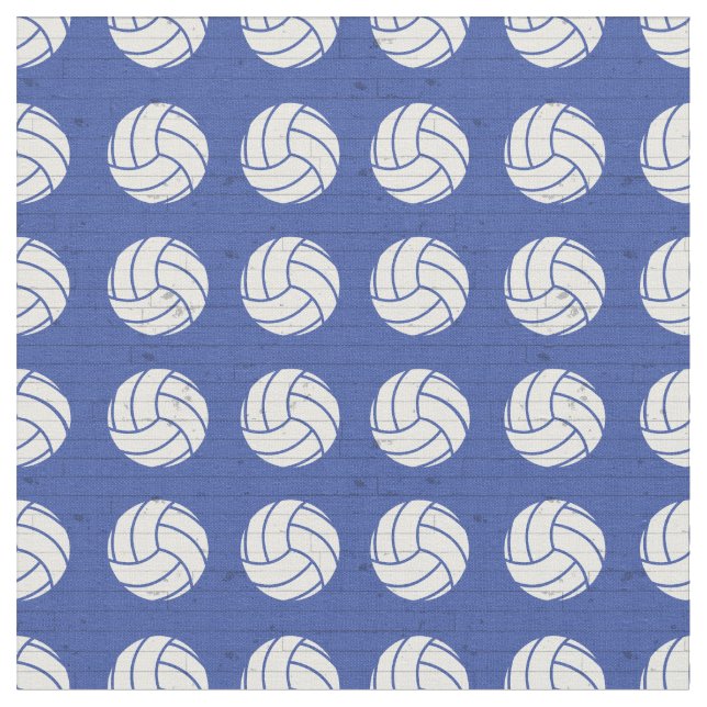 Blue Volleyball Wood Floor Patterned Fabric (Close Up)