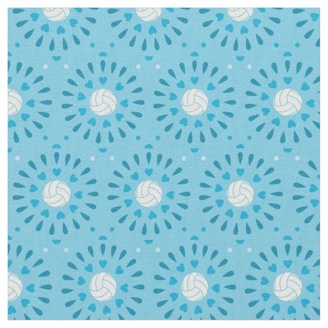 Blue Volleyballs Kaleidoscope Pattern Fabric (Close Up)