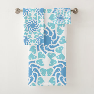 Blue vortex bath towel set