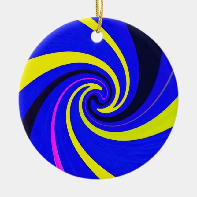 Blue vortex ceramic ornament (Front)