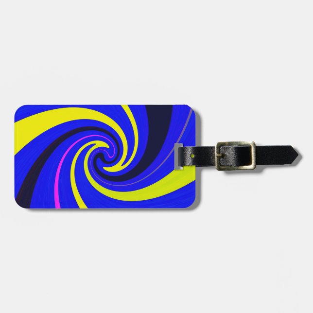 Blue vortex luggage tag (Front Horizontal)