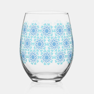 Blue Vortex Stemless Wine Glass
