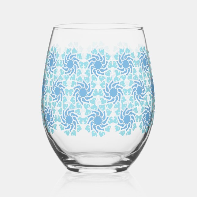 Blue Vortex Stemless Wine Glass (Front)