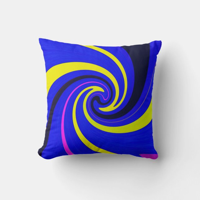 Blue vortex throw pillow (Front)