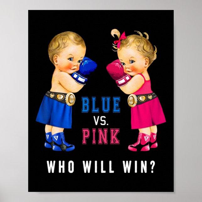 Blue Vs Pink Boxing Babies Gender Reveal Party S  Poster (Front)