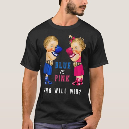 Blue vs Pink Boxing Babies Gender Reveal Party T_4 T_Shirt