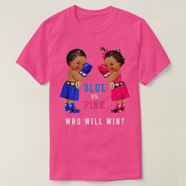 Blue vs Pink Ethnic Boxing Babies Gender Reveal s T-Shirt (Design Front)