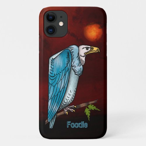 Blue Vulture Foodie on a Creepy Night iPhone 11 Case