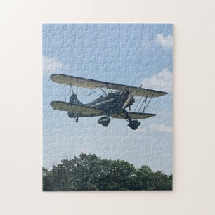 Blue Waco Airplane Photo Family Night Jigsaw Puzzle