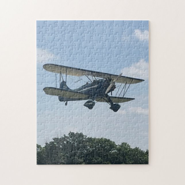 Blue Waco Airplane Photo Family Night Jigsaw Puzzle (Vertical)