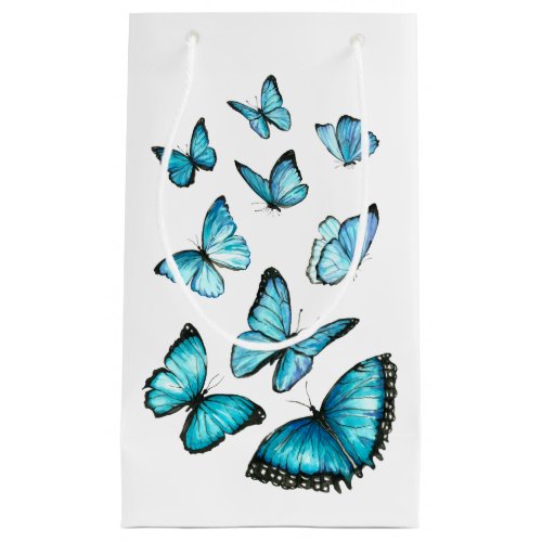 Blue waertcolor butterflies Thanks Small Gift Bag