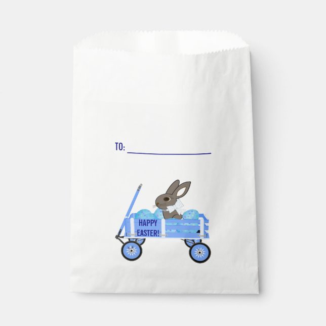 Blue Wagon Bunny & Eggs Candy Cookie Favor Bags (Front)