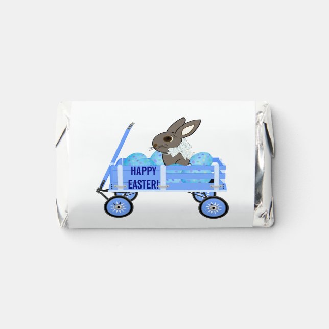 Blue Wagon Bunny & Eggs With Optional Names Hershey's Miniatures (Front)