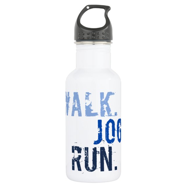 BLUE WALK JOG RUN (font SMUDGE) Water Bottle (Front)