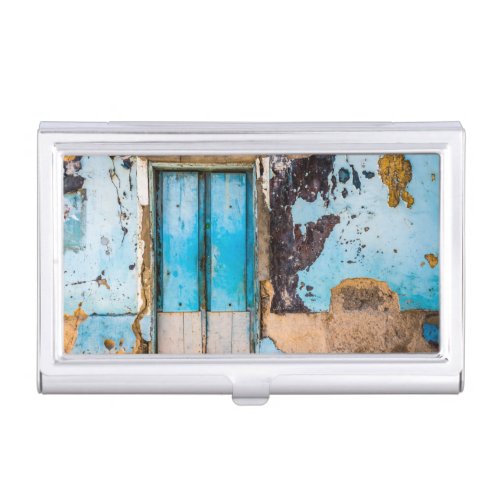 Blue wall and door business card case