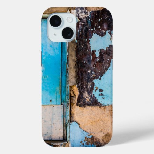 Blue wall and door iPhone 15 case