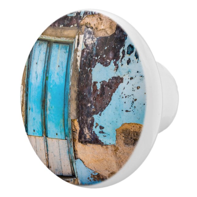 Blue wall and door ceramic knob (Right)