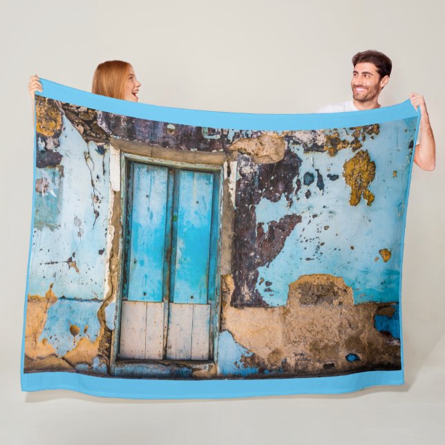 Blue wall and door fleece blanket (In Situ)