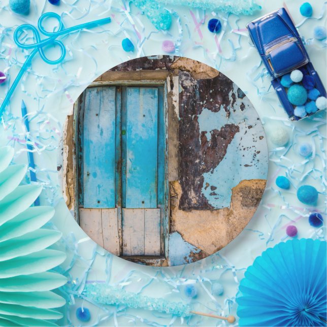 Blue wall and door paper plates (Party)
