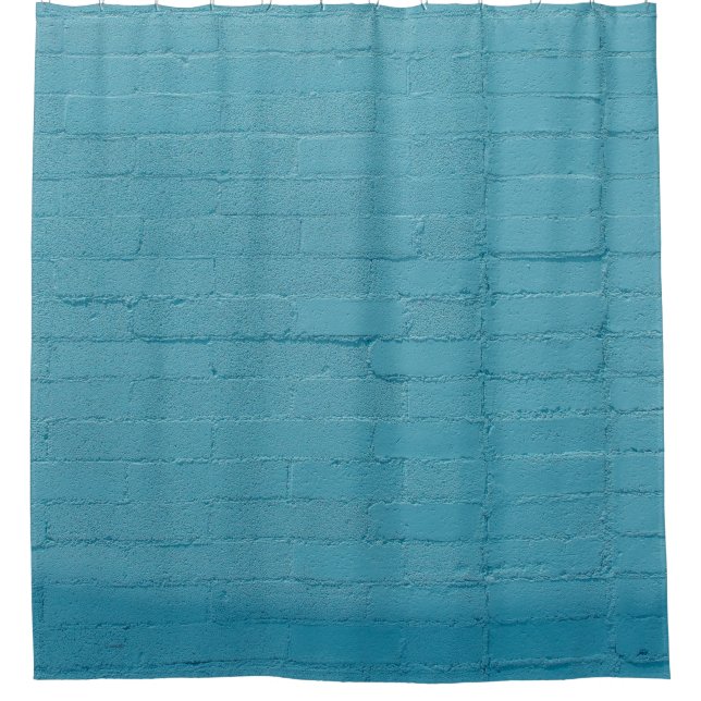 BLUE WALL BRICKS SHOWER CURTAIN (Front)