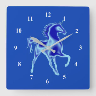 Blue Wall Clock and Horse - Custom Colors