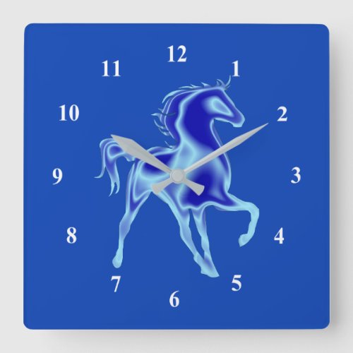Blue Wall Clock and Horse _ Custom Colors