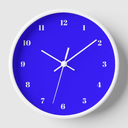Blue Wall Clock Custom Colors and Numbers Font