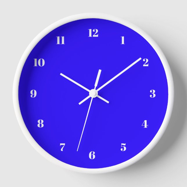 Blue Wall Clock Custom Colors and Numbers Font (Front)