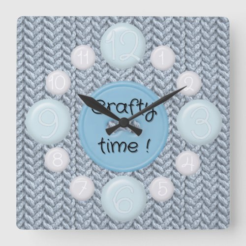 Blue wall clock for knitting lovers