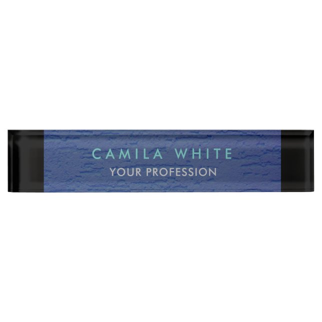 Blue Wall Elegant Professional Classy Business Desk Name Plate (Front)