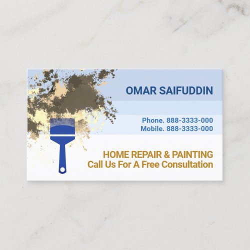 Blue Wall Layers Peeling Paint Splatter Business Card