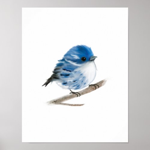 Blue Warbler Bird Print