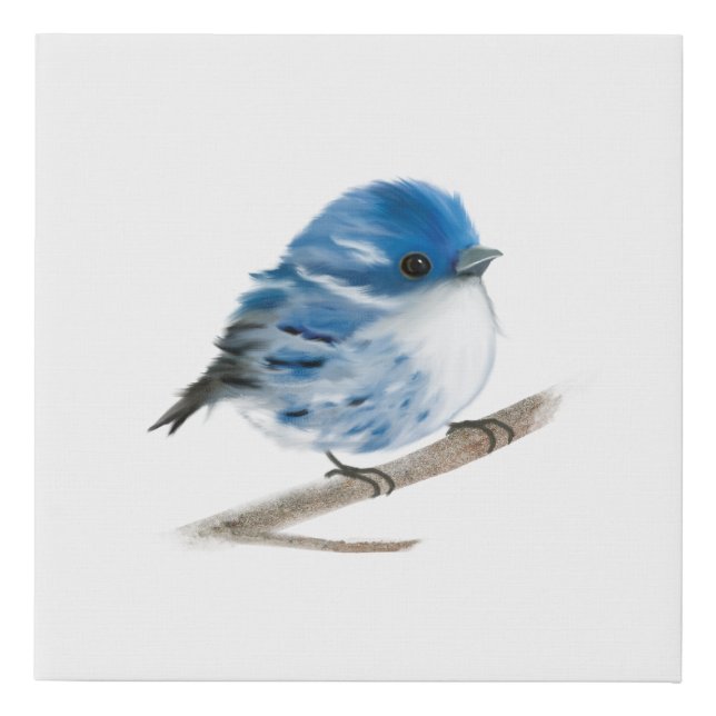 Blue Warbler Faux Wrapped Canvas Print (Front)