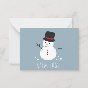 Blue Warm Hugs to Little Bro Christmas Note Card