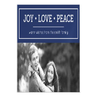 Blue Warm Wishes Joy Love Peace Holiday Photo Magnetic Card