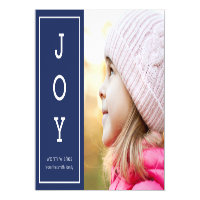 Blue Warm Wishes Modern Joy Holiday Photo Magnetic Card