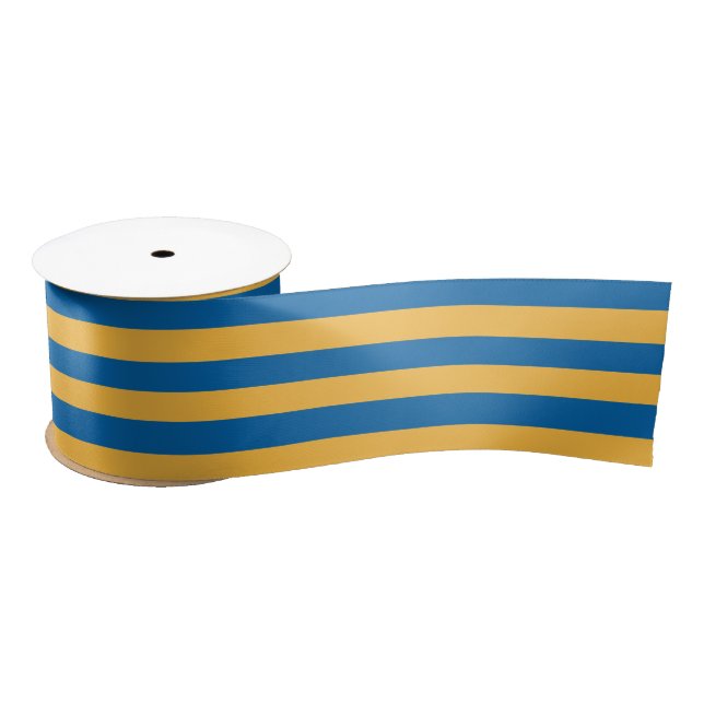 Blue & Warm Yellow Horizontal Stripes All-Occasion Satin Ribbon (Spool)