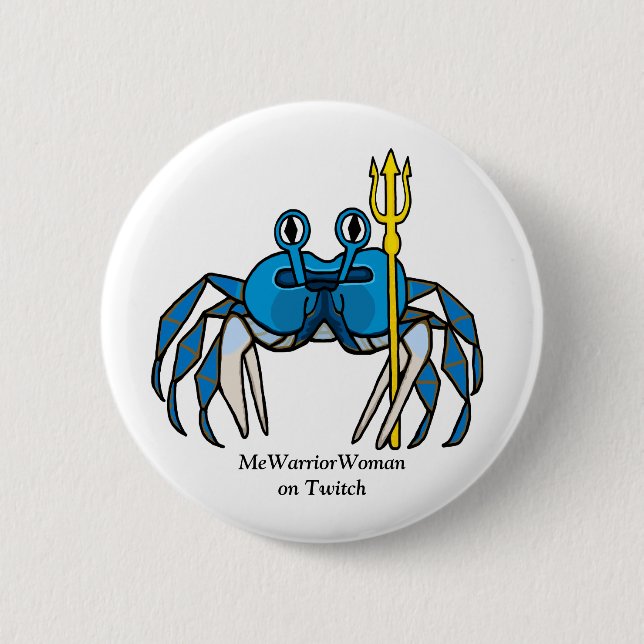 Blue Warrior Crab,  MeWarriorWoman on Twitch Button (Front)